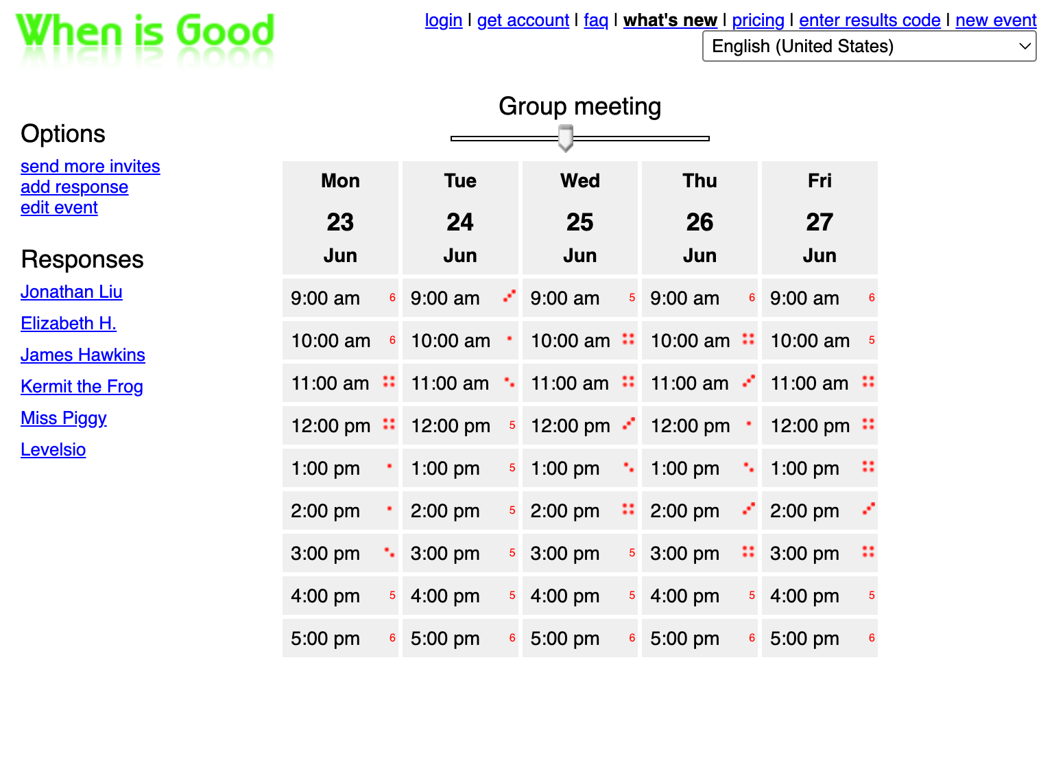 WhenIsGood scheduling interface